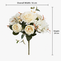 Bouquet de fleurs artificielles en soie YM, mini pivoines et roses, pour mariage, décoration florale, blanc et rose