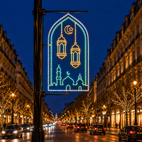 Doppelte Hängelaternen Moschee-Bogen-Umriss LED-Lichterkette Aluminiumrahmen Ramadan-Motiv-Licht für Allee-Dekoration IP65
