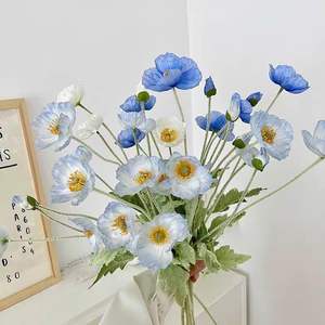 Venta al por mayor de fábrica: Flor de peonía artificial de seda hecha a mano con tallo flocado y 4 cabezas, ideal para el hogar, eventos, Pascua, Navidad y Año Nuevo Chino. - Product Image 3