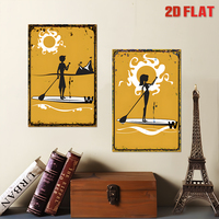 Ensemble de panneaux métalliques vintage pour paddle board, décoration murale sur le thème du surf pour maison de plage et patio