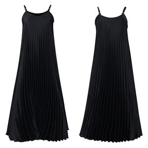 Femmes été nouveau lâche col en v jarretelle plissée grande jupe ourlet vacances longue jupe - Product Image 4