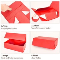 Boîte en papier magnétique pliable avec impression de logo personnalisée recyclable, boîte en carton rouge pour crème de soin de la peau, cosmétiques, emballage de luxe pour cadeaux