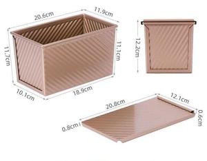 Molde para Pan Antiadherente de Acero al Carbono Corrugado con Tapa, Tipo <span class=keywords><strong>Pullman</strong></span>, para Hornear Pan y Tostadas - Product Image 2