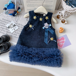 Vestiti Invernali <span class=keywords><strong>per</strong></span> Bambine 2025, Nuovi Abiti in Maglia con Coniglietto Cartoon, Gonna Principessa in Rete Spessa - Product Image 3