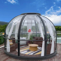 Dôme de luxe en WPC pour hôtel-resort, pergola moderne en aluminium et verre, véranda sphérique en verre, maison en verre à économie d'énergie