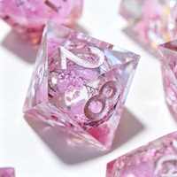 LuxeRoll Ensemble de dés en résine à noyau liquide Rose Fleur de Cerisier, 7 pièces, à bords vifs, polyédriques, pour DND et jeux de table, vente en gros, personnalisable