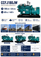Groupe électrogène diesel marin SCDC180JW 180 kW 225 kVA 6 cylindres alimenté par SCDC WP10CD200E201 pour bateau de patrouille et ferry de passagers