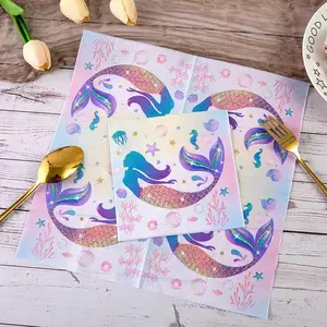 Art Paper Napkins Mermaid Series Printed Paper Napkins Table Decorative Napkins