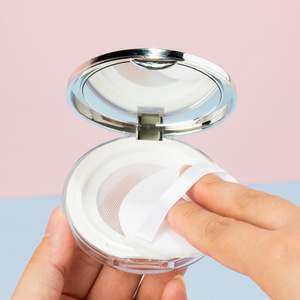ตลับแป้งฝุ่นแบบยาว สีเงิน หนา 1.5 ซม. พกพาสะดวก พร้อมกระจกและพัฟ ขนาดพกพาสำหรับเดินทาง - Product Image 2