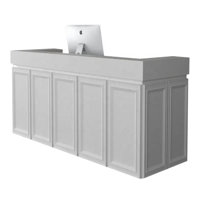 Glossy white wooden cashier counter desk shop modern office reception table price