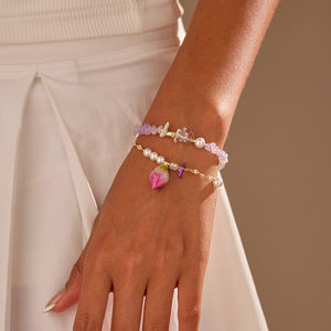 Pulseras de Moda de Lujo Hechas a Mano con Cadena de Oro de 14K, Dije de Capullo de Rosa Preservado, Extensor Ajustable y Cierre de Corazón de Oro Auténtico - Product Image 5