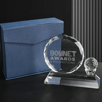 NOUVEAU Trophée de baseball en cristal durable de grande taille, de forme ronde, avec technique de sablage