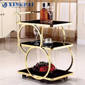 XINGPAI luxe or argent métal verre thé vin nourriture restauration boissons servant chariot bar chariot pour hôtel restaurant fête de mariage - Product Image 2