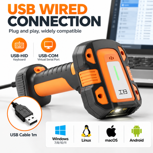 Escáner de Código de Barras Industrial Inalámbrico, Lector de Códigos QR 2D, IP65, Recargable, para Gestión de Activos de Fábrica - Product Image 1