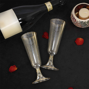 Juego <span class=keywords><strong>de</strong></span> 25 Copas <span class=keywords><strong>de</strong></span> Champán Desechables <span class=keywords><strong>de</strong></span> Plástico PS Transparente con Purpurina Dorada/Plateada <span class=keywords><strong>de</strong></span> 4.7oz/150ml para Bodas y Fiestas - Product Image 5