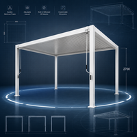 Pergola motorisée en aluminium pour l'extérieur, toit à lames orientables avec panneaux solaires, bioclimatique, étanche, commande intelligente, écologique, jardin naturel