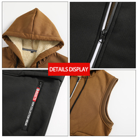 Gilet en peau de mouton pour homme avec logo personnalisé imprimé 460GSM, doublure polaire épaisse, fermeture éclair sur le devant, décontracté, polyvalent, hiver