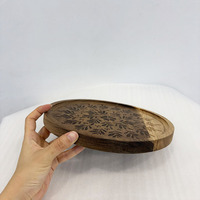 Plateau en bois d'acacia personnalisable, plateau rond en bois massif pour fruits, vaisselle de cuisine et dîner en marbre pour l'emballage alimentaire
