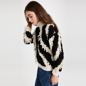 Women's Chunky Ribbed <strong>Turtle</strong> <strong>Neck</strong> Knitted <strong>Top</strong> Summer Casual Stripe Sweater Short Length Thin Thickness - Product Image 5