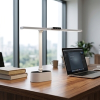 Lampe de table LED pliable avec contrôle tactile, intensité réglable, 3 températures de couleur, protection des yeux, charge USB, horloge, lampe de lecture pour la maison et le bureau