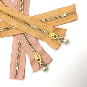 Factory Custom 4# YG closed end zipper custom brass metal zippers for jeans