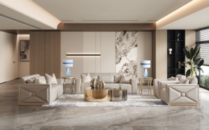 Divano moderno in pelle Beige con cuscini decorativi e mobili da soggiorno di lusso in acciaio inossidabile per la <span class=keywords><strong>casa</strong></span> e l'hotel - Product Image 5