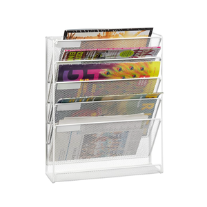 Organiseur de fichiers <span class=keywords><strong>mural</strong></span> à 5 niveaux, étagère de rangement de documents en fer forgé pour le bureau et la maison, <span class=keywords><strong>porte</strong></span>-fichiers robuste - Product Image 2