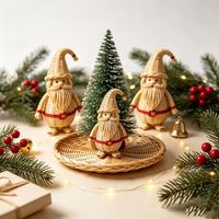 Sapin de Noël en rotin personnalisé, très demandé, décoration de bureau écologique pour la maison, ornements Père Noël