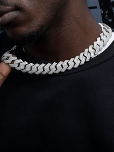 Hip Hop Jewelry 3Rows 15MM iced out chain Gold Plated 925 <b>Silver</b> VVS Moissanite Diamond Link Chain <b>Bracelet</b> GRA certificate - Product Image 5