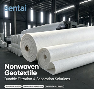 Géotextile non tissé à fibres courtes, non tissé, 100g, 120g, 130g, 140g, 250g, géotextiles à filaments aiguilletés pour routes - Product Image 1