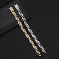 Pulsera de eslabones cubanos de 10 mm de tejido denso, chapada y pulida, estilo urbano y rap, accesorio de muñeca para escenario, suministro al por mayor