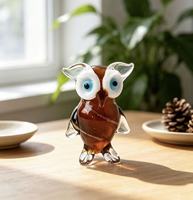 Figurines d'animaux en verre, petite hibou en verre fait main, ornement pour la décoration de la maison, cadeau artisanal, vente en gros