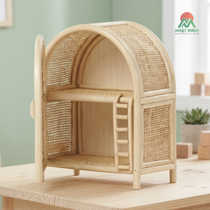 Armoire en rotin Nhat Minh avec 2 étagères, design rustique, écologique, pour bébés et enfants - Product Image 4