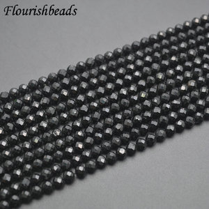 Wholesale Natural <strong>Black</strong> Tourmaline 4mm Diamond Cutting Round Shape Loose <strong>Beads</strong> for Women Jewelry Party Necklace Bracelet Making - Product Image 6