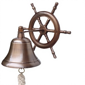 Campana de Latón Sólido para Montar en la Pared con Temática Náutica Costera - Acabado Dorado Hecho a Mano de 3 Pulgadas de Diámetro para Uso en Interiores/Exteriores - Product Image 1