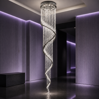 Lustre suspendu moderne en cristal long et grand pour hall d'hôtel de luxe, villa, maison, escalier, salle d'exposition