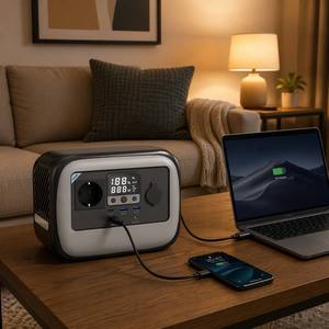เครื่องกำเนิดไฟฟ้าพลังงานแสงอาทิตย์ 300W พร้อมหน้าจอ LCD ช่อง USB-C PD 3.0 ช่อง USB คู่ 12V ไฟ LED สำหรับกรณีฉุกเฉิน ใช้ในบ้านและตั้งแคมป์ - Product Image 4