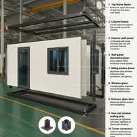 Maison préfabriquée modulaire en conteneur, cabine préfabriquée en acier en kit, extérieur blanc, structure noire, pour bureau ou habitation
