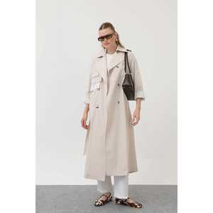 Gabardina para Mujer, Color Crudo, Manga Larga, Tejido de Tela, Estilo Casual y Cómodo para Otoño - Product Image 5