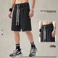 Shorts décontractés amples 320g avec logo personnalisé, style West Coast, double taille, effet neige, vintage, délavés
