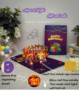 Pop up <strong>Birthday</strong> <strong>Cards</strong> 1-100 Age Luxury Blowable LED Light Candle Cake Music Happy <strong>Birthday</strong> <strong>Card</strong> - Product Image 2