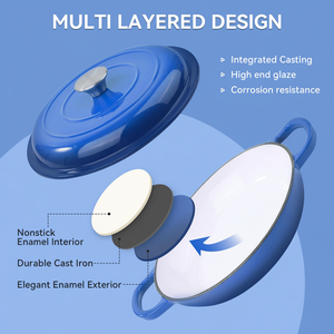 Olla de sopa de hierro fundido con orejas dobles gruesas Fuerte capacidad de carga Práctico uso sin esfuerzo Tapa de vidrio - Product Image 1