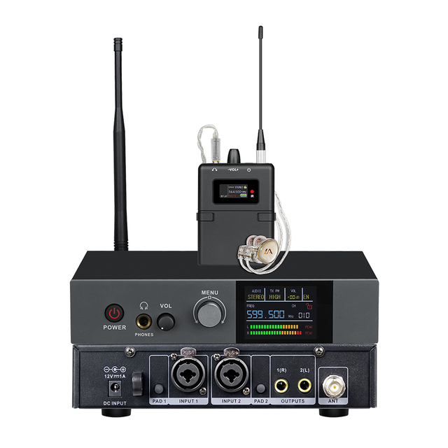 Stable Signal 50m Range Digital Coding 1 Transmitter Multi Receiver Battery/Solar Powered Wireless In-Ear Monitor System