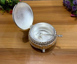 Boîte à sucre moderne en bois et argent de Chine, artisanat allemand, pour la décoration intérieure et la présentation sur table - Product Image 2