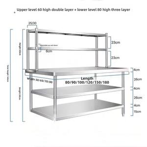 Station de travail en acier inoxydable pour cuisines, supermarchés, épiceries avec étagère supérieure, fabrication de cuisine commerciale - Product Image 5