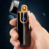 Briquet électronique créatif en métal à chargement USB, coupe-vent, à induction par empreinte digitale, avec fonction LED et résistance chauffante, idéal pour les cadeaux d'affaires