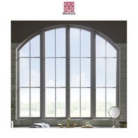 WANJIA, diseño de rejilla personalizado, ventanas en forma de arco de vidrio, ventana UPVC, ventana fija de vinilo