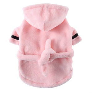 Luxury Comfortable Eco-Friendly Small Medium <b>Pet</b> Bathrobe Hotel Flannel Towel Solid French Bulldog Dog Outfit Washable Polyester - Product Image 6