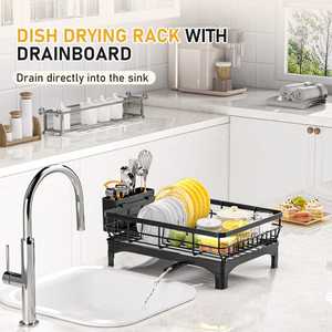 Escurridor de Platos de Acero Inoxidable para Encimera, Escurridor de Platos con Bandeja de Drenaje, Escurridor de Platos para Encimera de Cocina con Porta Cubiertos - Product Image 4