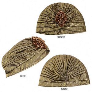 Turban torsadé pour femme en gros avec accessoires métalliques, chapeau indien en polyester uni, luxueux, respirant, couvre-chef ethnique musulman pour usage quotidien - Product Image 4